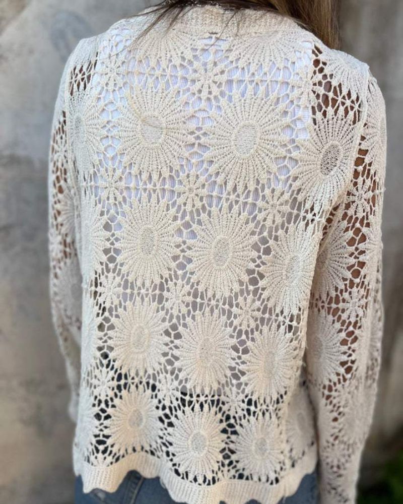 NALIE - Cardigan med heklede blondeknapper