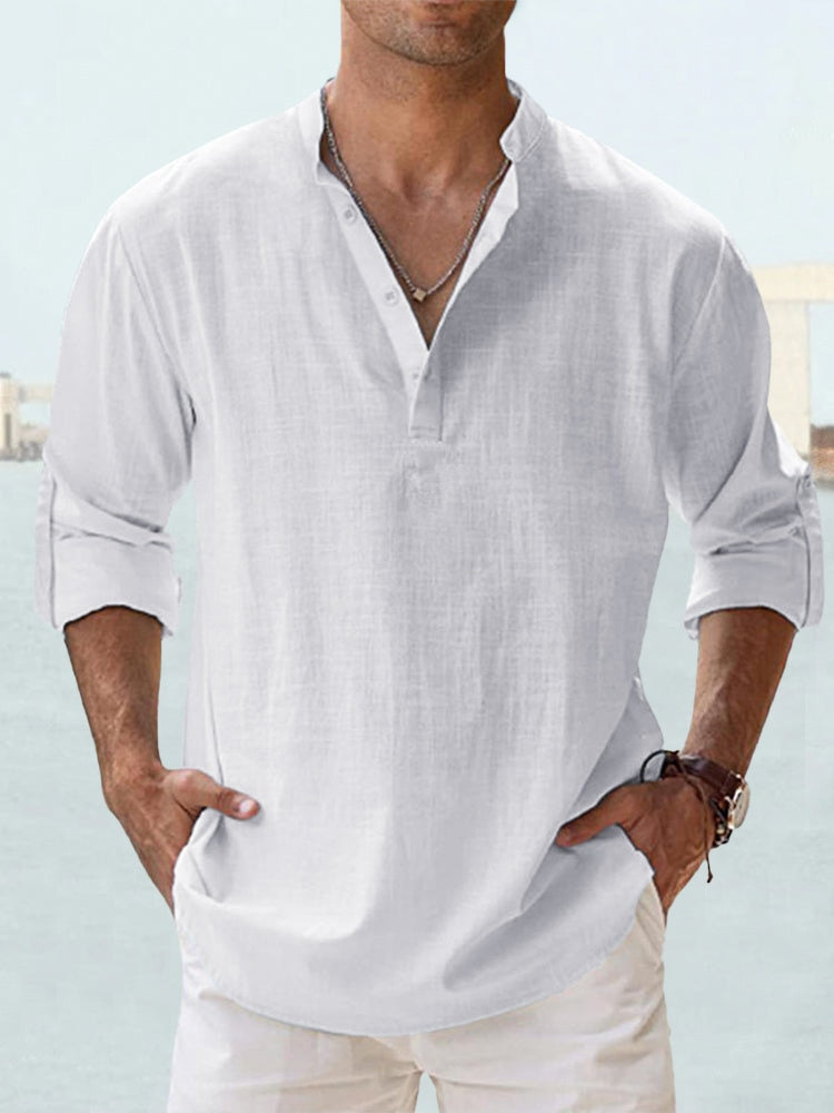 Kevin™ | Premium lin-skjorte med Henley-krage