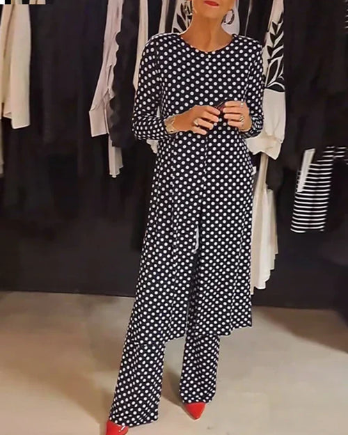 LILIANA | Todelt dress med prikkete trykk for uformell eleganse og allsidige sommerlooks