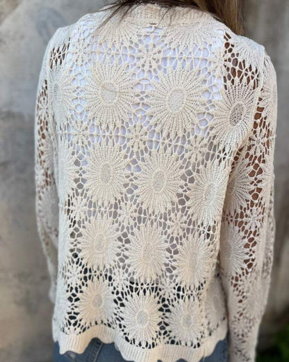 NALIE - Cardigan med heklede blondeknapper