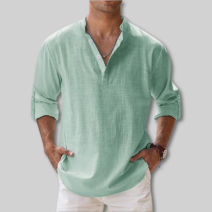 Kevin™ | Premium lin-skjorte med Henley-krage