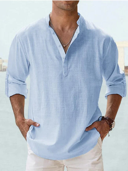 Kevin™ | Premium lin-skjorte med Henley-krage