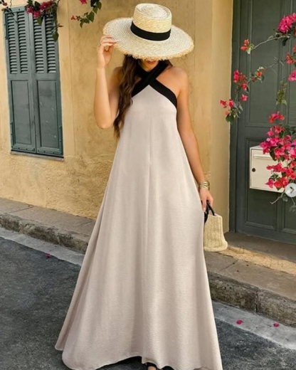 SIENNA | Elegant ryggløs kjole med fasjonabel krysset hals
