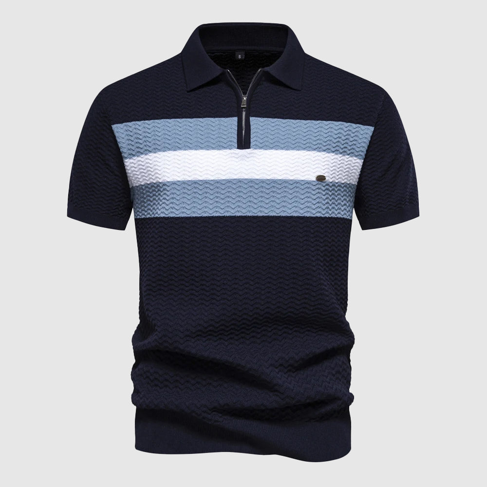 ZippWave™ | Gestreiftes Polohemd mit Reißverschluss