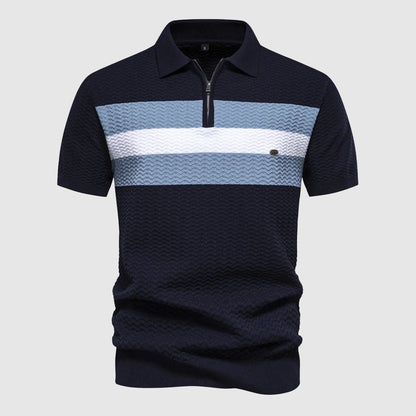 ZippWave™ | Gestreiftes Polohemd mit Reißverschluss