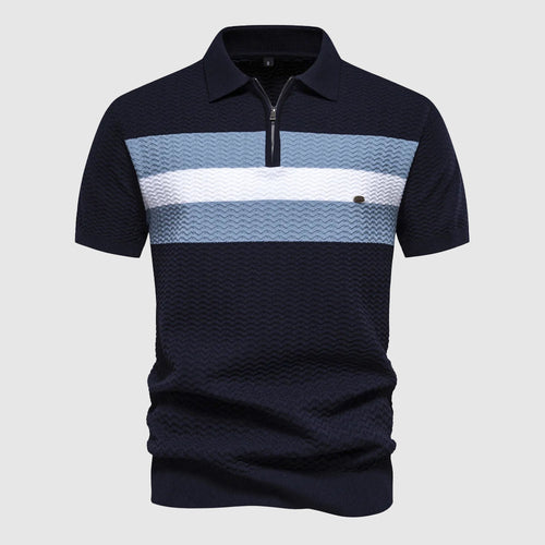 ZippWave™ | Gestreiftes Polohemd mit Reißverschluss