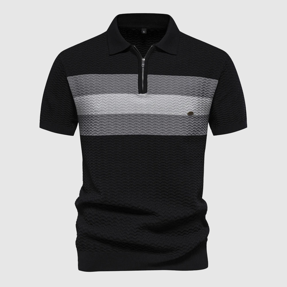 ZippWave™ | Gestreiftes Polohemd mit Reißverschluss