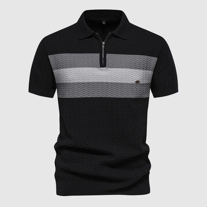 ZippWave™ | Gestreiftes Polohemd mit Reißverschluss