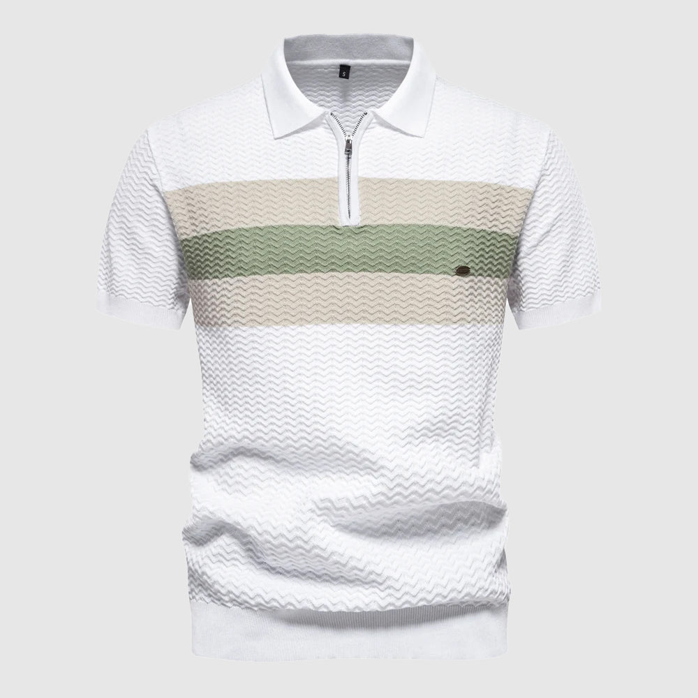 ZippWave™ | Gestreiftes Polohemd mit Reißverschluss