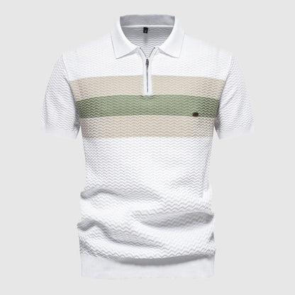 ZippWave™ | Gestreiftes Polohemd mit Reißverschluss