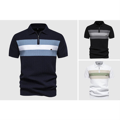 ZippWave™ | Gestreiftes Polohemd mit Reißverschluss