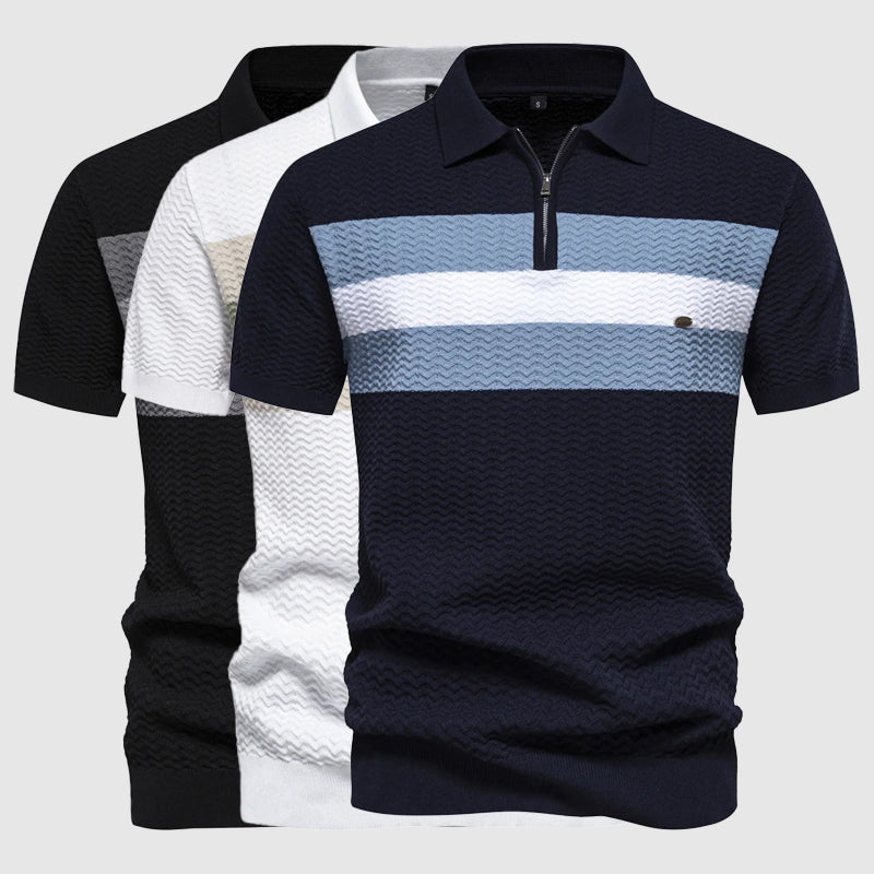 ZippWave™ | Gestreiftes Polohemd mit Reißverschluss