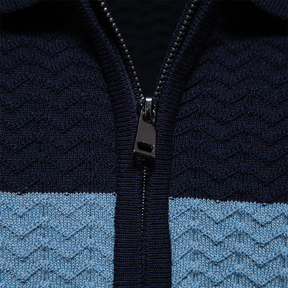 ZippWave™ | Gestreiftes Polohemd mit Reißverschluss