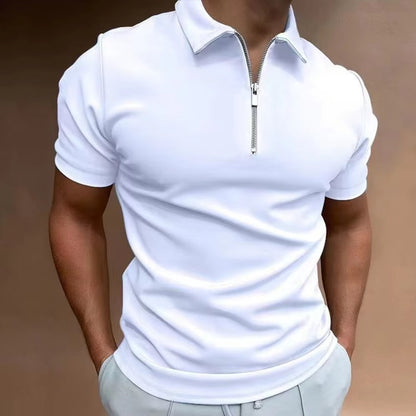 Mads™ | Zip-up poloshirt med fargeblokker
