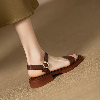 UrbanEase™ | Minimalistiske Skinnsandaler for Dame
