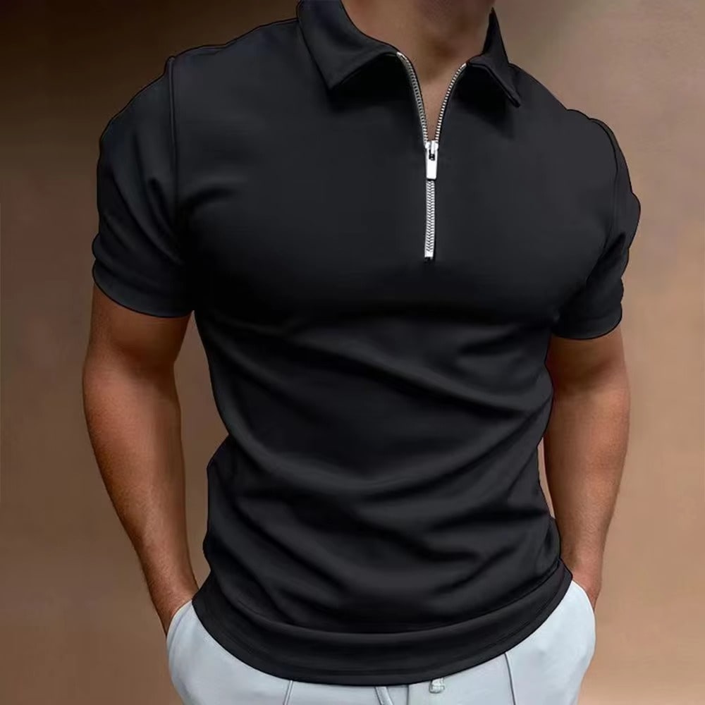 Mads™ | Zip-up poloshirt med fargeblokker