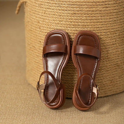 UrbanEase™ | Minimalistiske Skinnsandaler for Dame