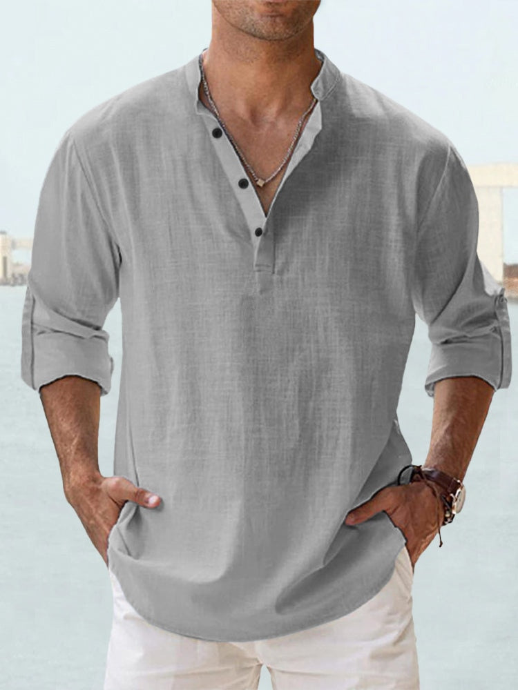 Kevin™ | Premium lin-skjorte med Henley-krage