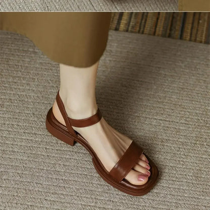 UrbanEase™ | Minimalistiske Skinnsandaler for Dame