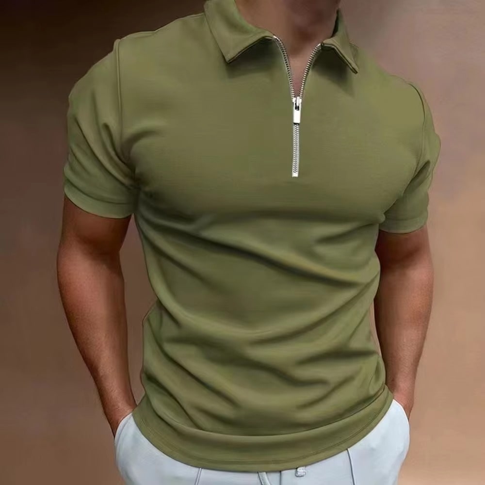 Mads™ | Zip-up poloshirt med fargeblokker
