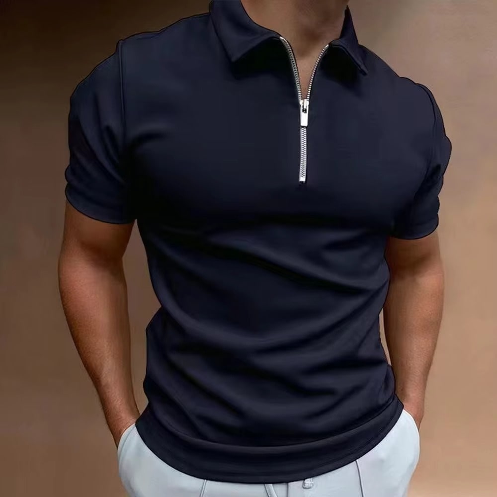Mads™ | Zip-up poloshirt med fargeblokker
