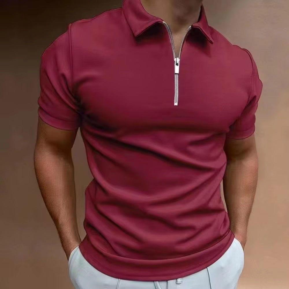 Mads™ | Zip-up poloshirt med fargeblokker