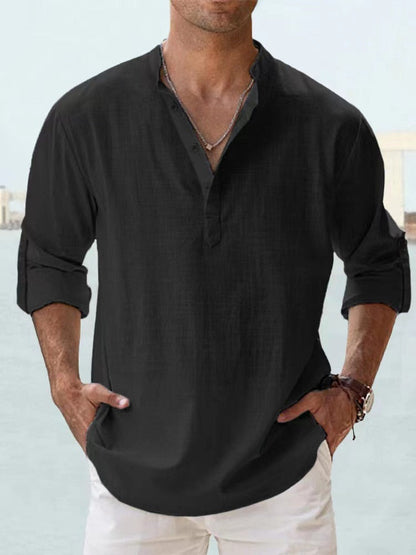 Kevin™ | Premium lin-skjorte med Henley-krage
