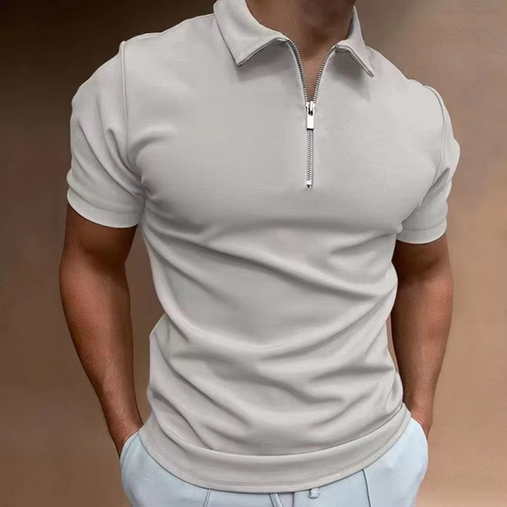 Mads™ | Zip-up poloshirt med fargeblokker