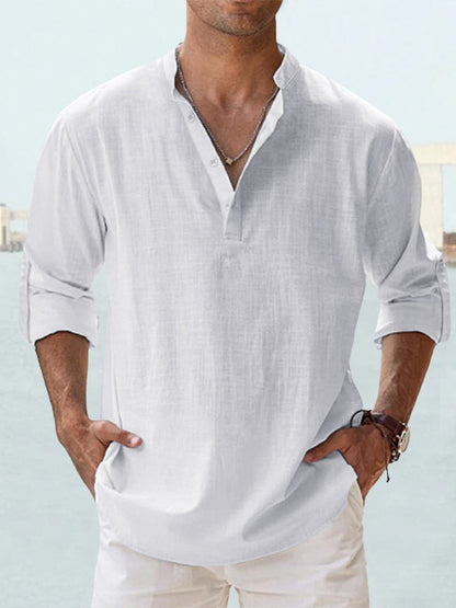 Kevin™ | Premium lin-skjorte med Henley-krage