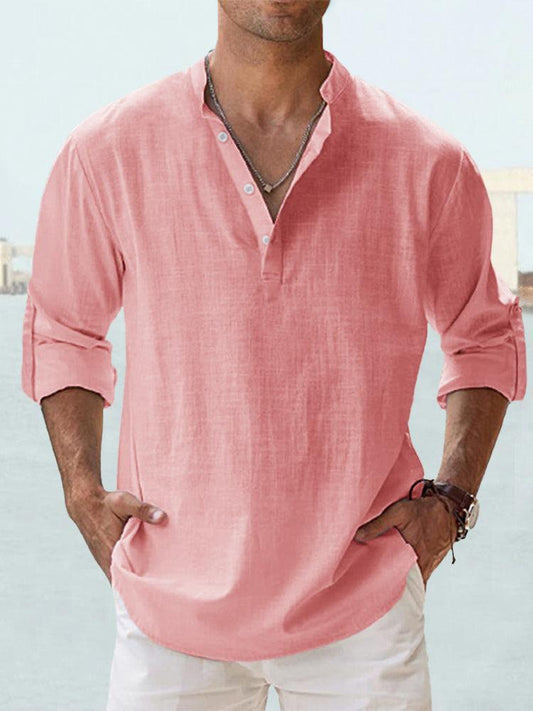 Kevin™ | Premium lin-skjorte med Henley-krage
