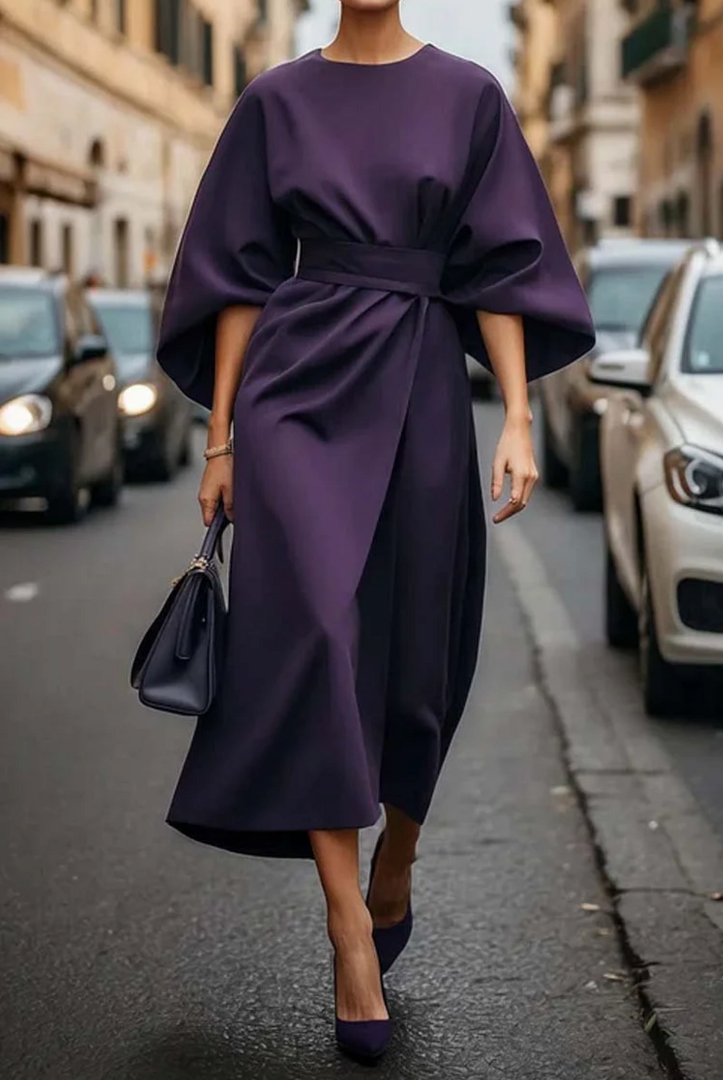 Sonia | Elegant kjole med lanterneermer og belte