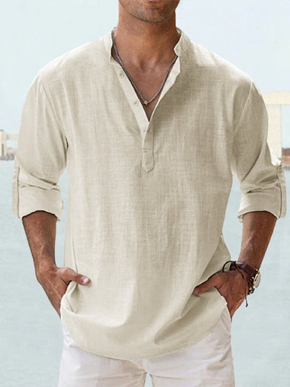 Kevin™ | Premium lin-skjorte med Henley-krage