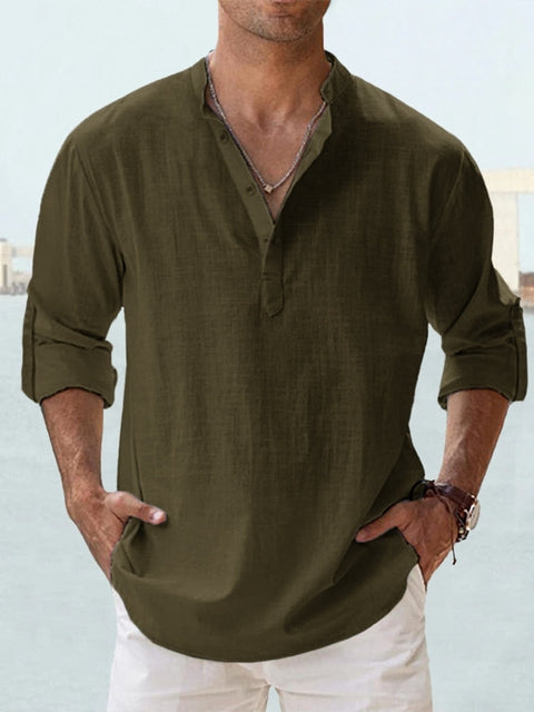 Kevin™ | Premium lin-skjorte med Henley-krage