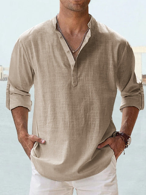 Kevin™ | Premium lin-skjorte med Henley-krage