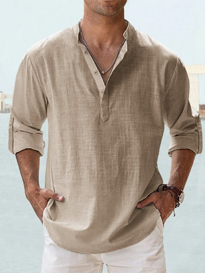 Kevin™ | Premium lin-skjorte med Henley-krage