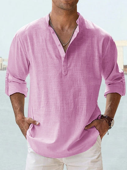 Kevin™ | Premium lin-skjorte med Henley-krage