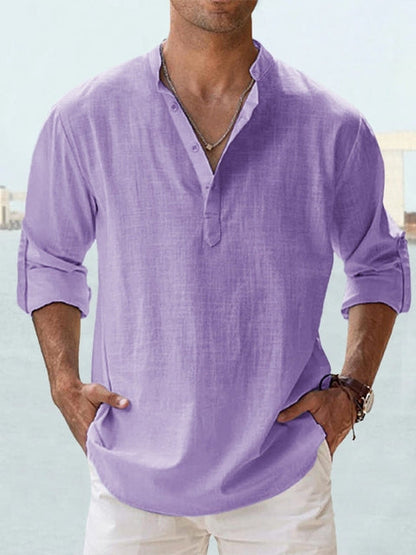 Kevin™ | Premium lin-skjorte med Henley-krage